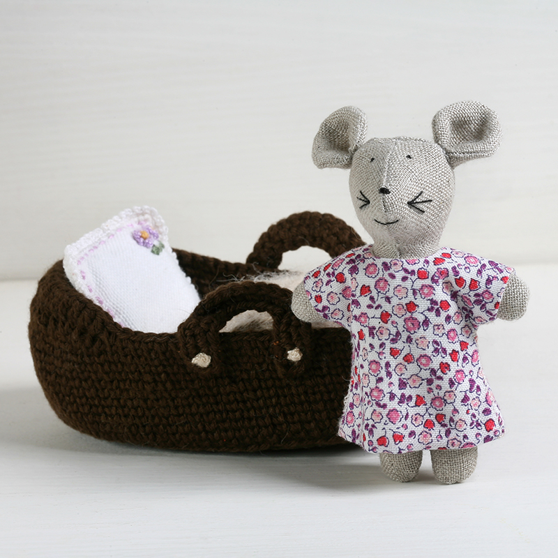Featured image for “Basia mouse in a crochet carrier.”